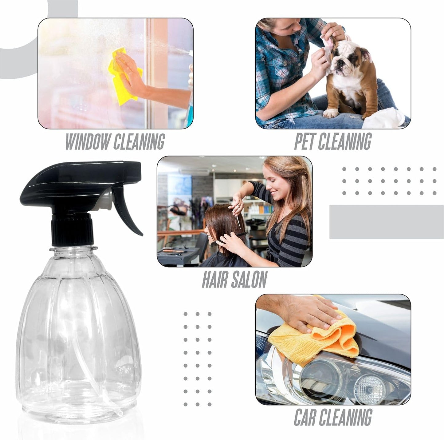 Empty Spray Bottle Plastic Bottles Essential Oil Gardening Trigger Sprayer Reusable Fine Mist Travel Party Barbershop Plant Mist Kitchen Bathroom Organic Cleaning Hair Salon 400ml (24Pcs)